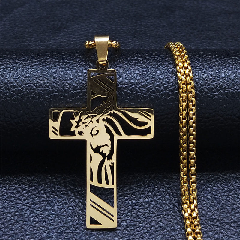 Christ in Cross Stainless Steel Necklace