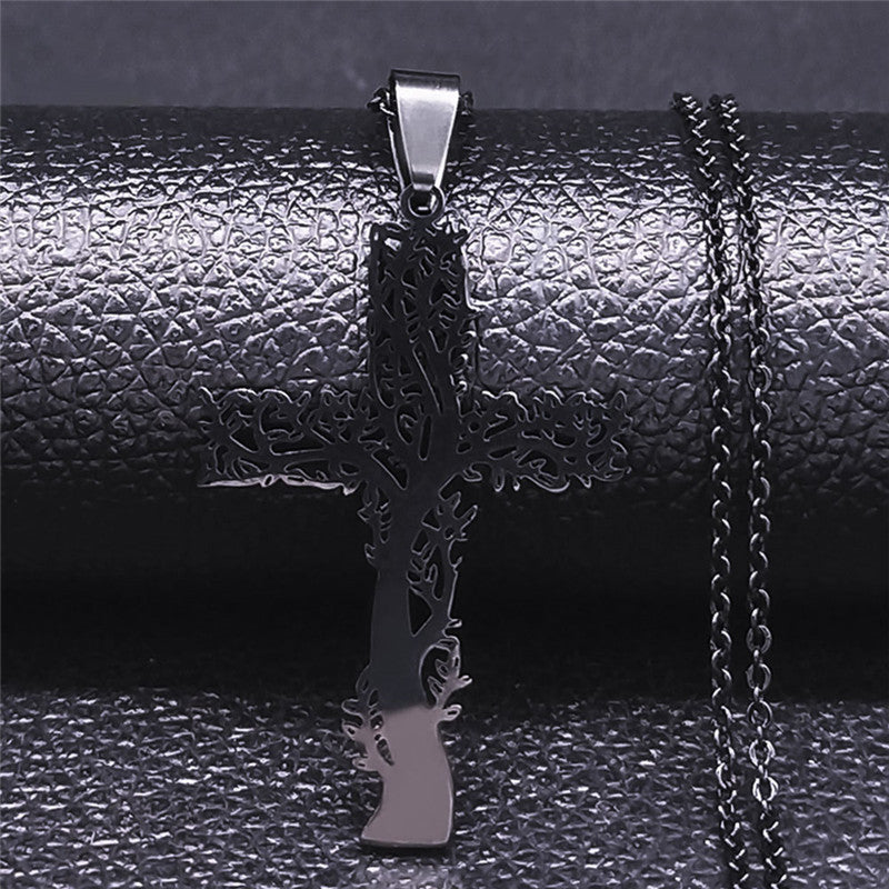 The Tree of Life Cross Stainless Steel Necklace