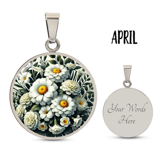 April Birth Flower - Daisies Pendant Necklace