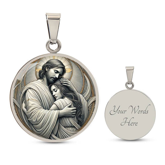 Safe In His Arms Circle Pendant Necklace