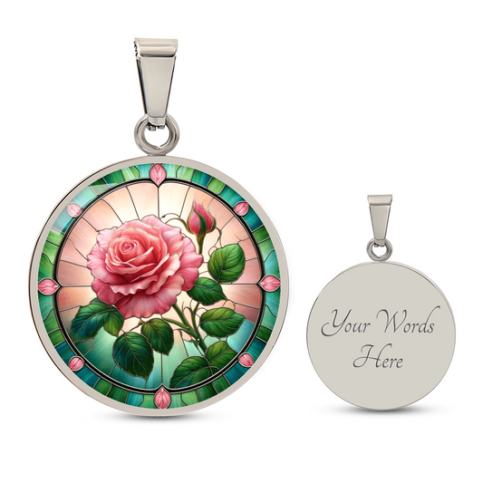 The Blooming Rose Circle Pendant Necklace