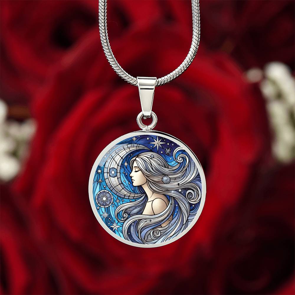 Serene Virgo Moon Circle Pendant Necklace