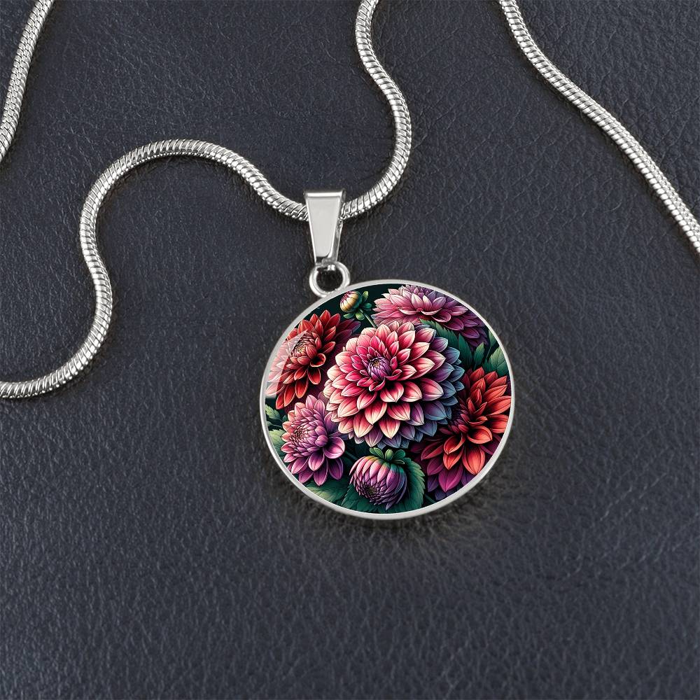 The Dahlias Circle Pendant Necklace