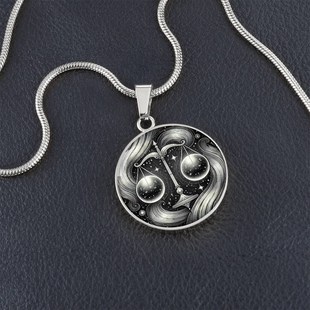 Harmonic Libra Balance Circle Pendant Necklace