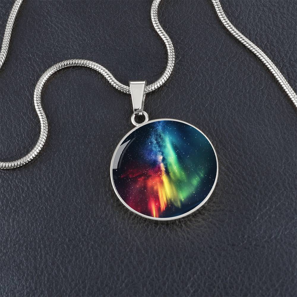 Rainbow Northern Stars Circle Pendant Necklace