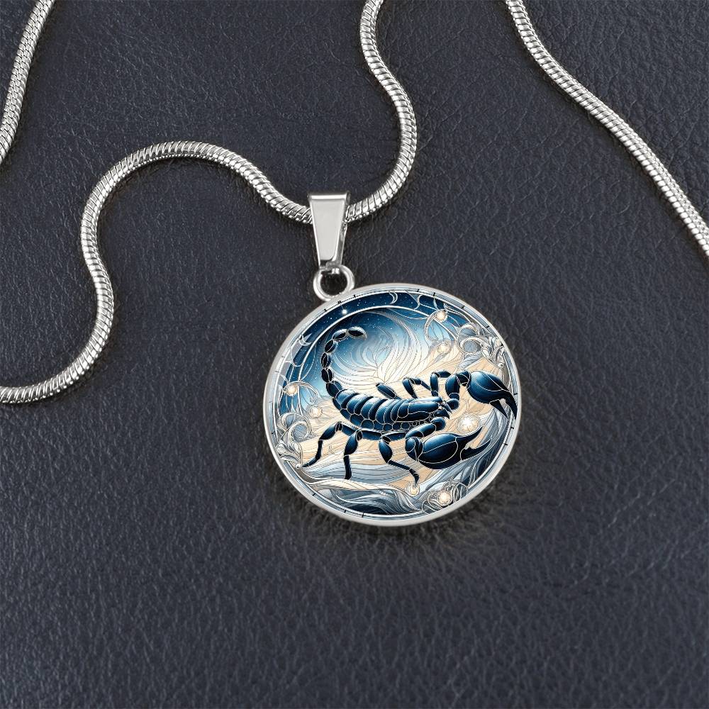 Lunar Scorpio Scorpion Circle Pendant Necklace