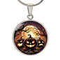 The Halloween Jack O'Lanterns Circle Pendant Necklace