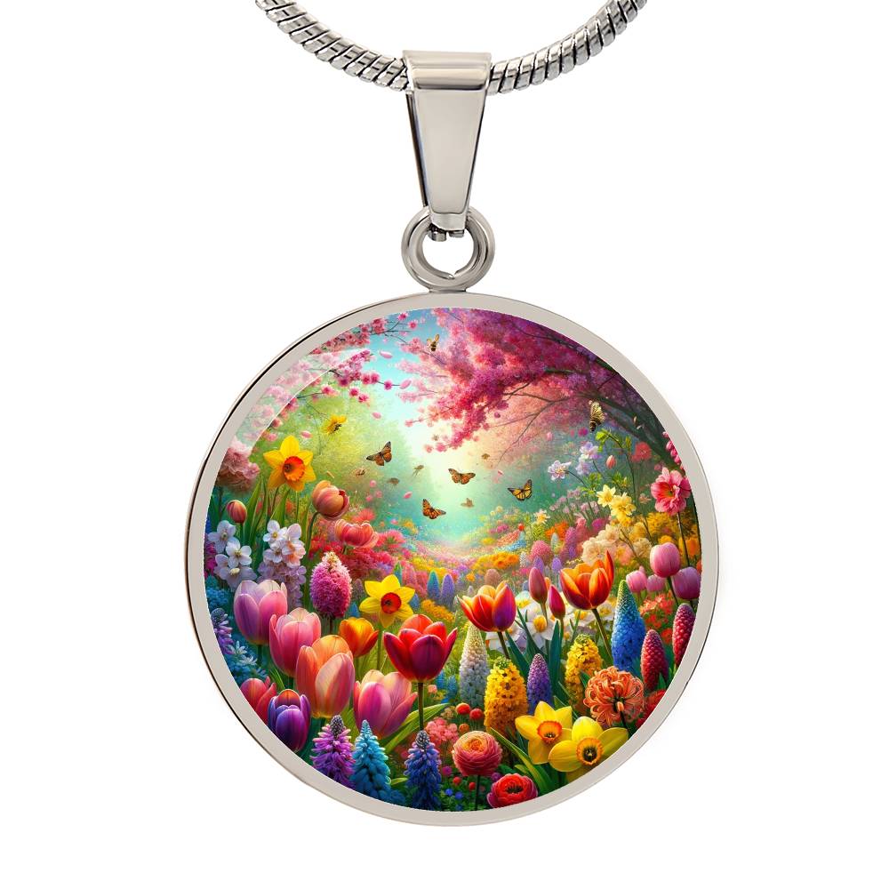 Spring Awakening Circle Pendant Necklace