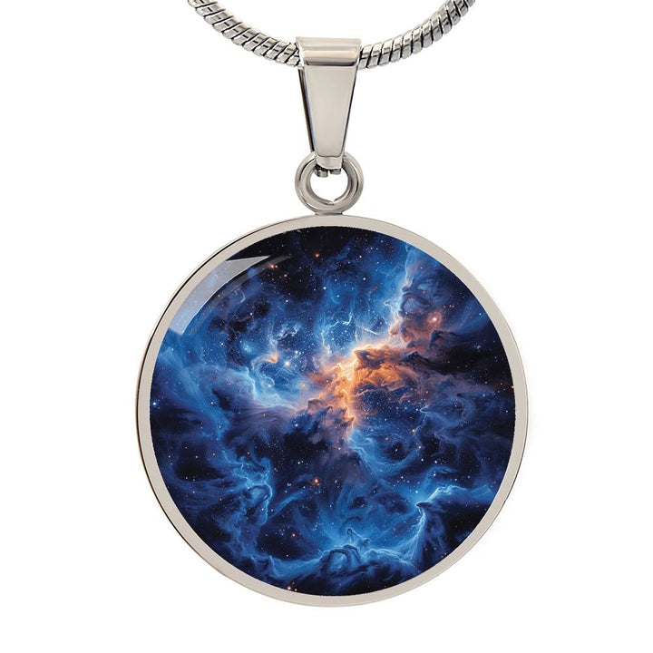 Cosmic Nebula Circle Pendant Necklace