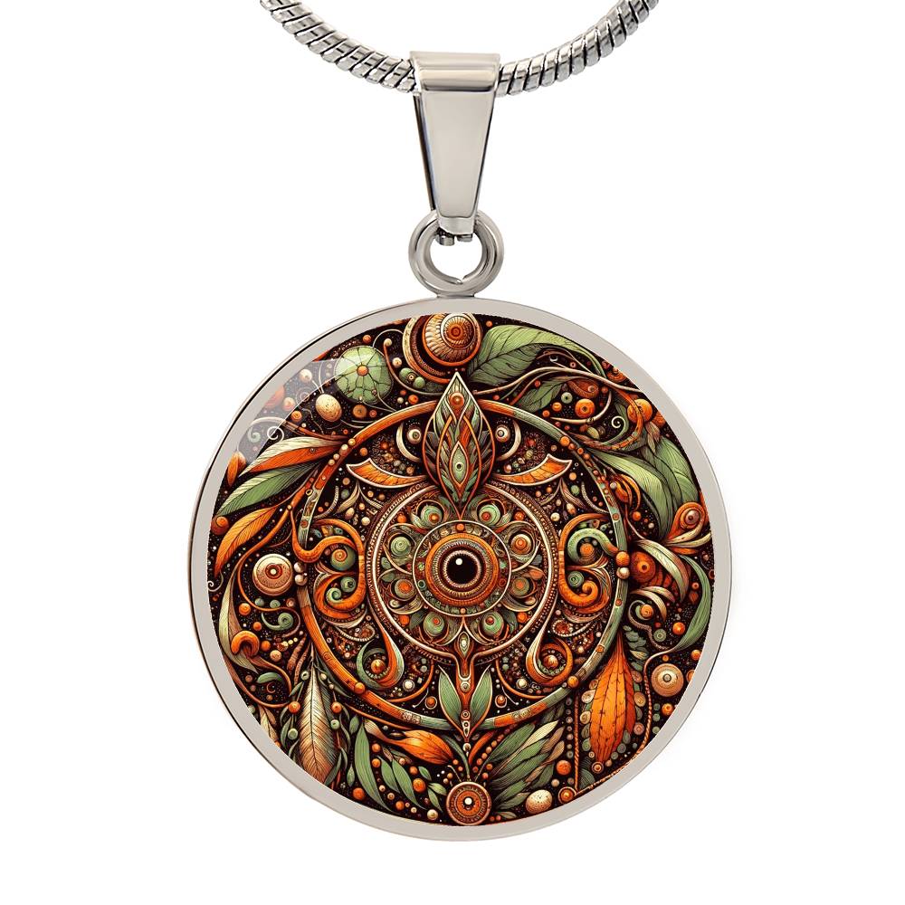 The Autumn Mandala Circle Pendant Necklace