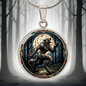 Werewolf Halloween Circle Pendant Necklace