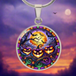 Spooky Jack O'Lanterns Circle Pendant Necklace