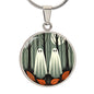 Spooky Ghosts Halloween Circle Pendant Necklace
