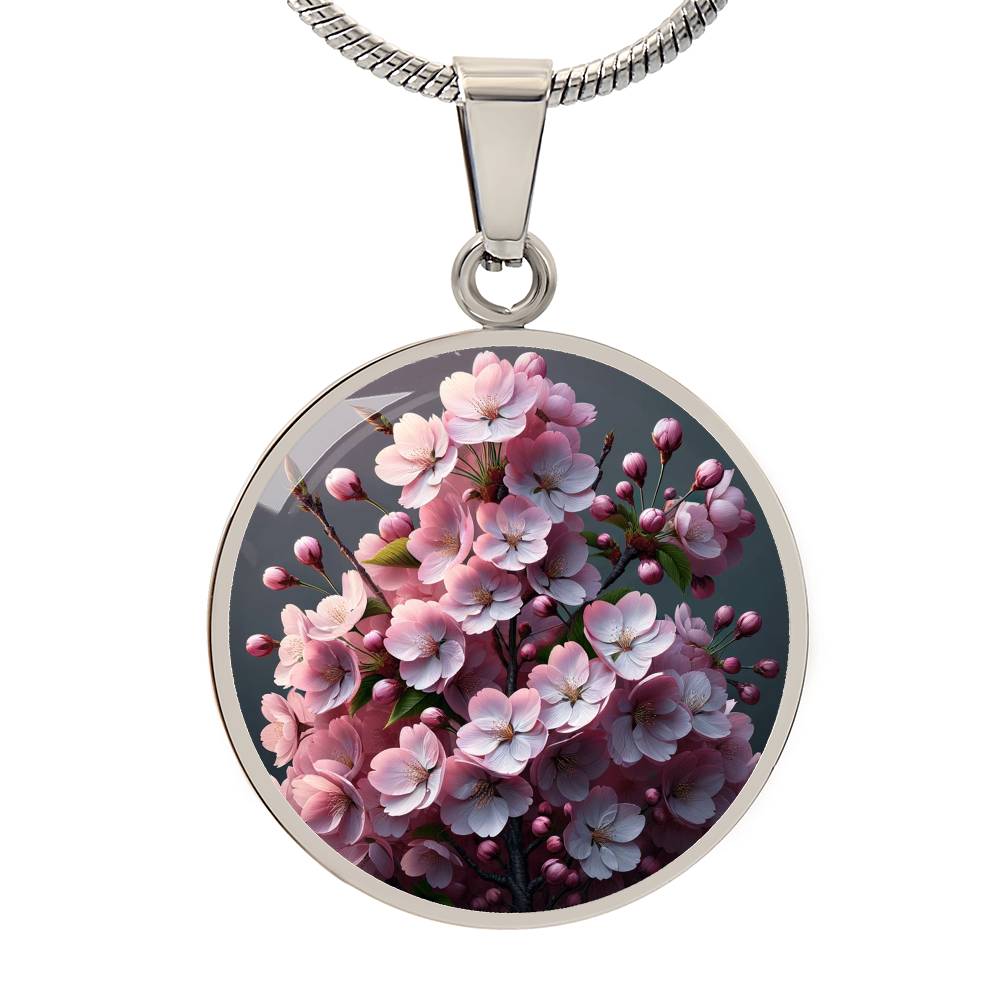 The Cherry Blossom Sakura Circle Pendant Necklace