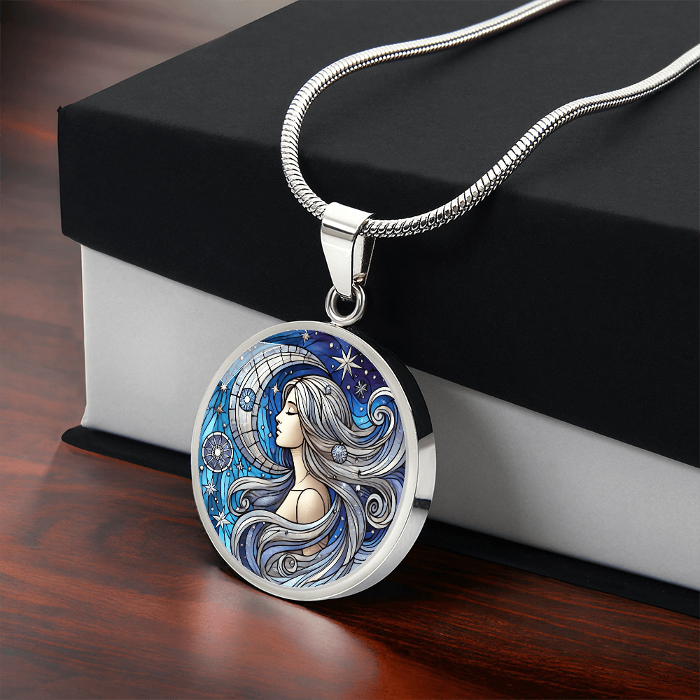 Serene Virgo Moon Circle Pendant Necklace