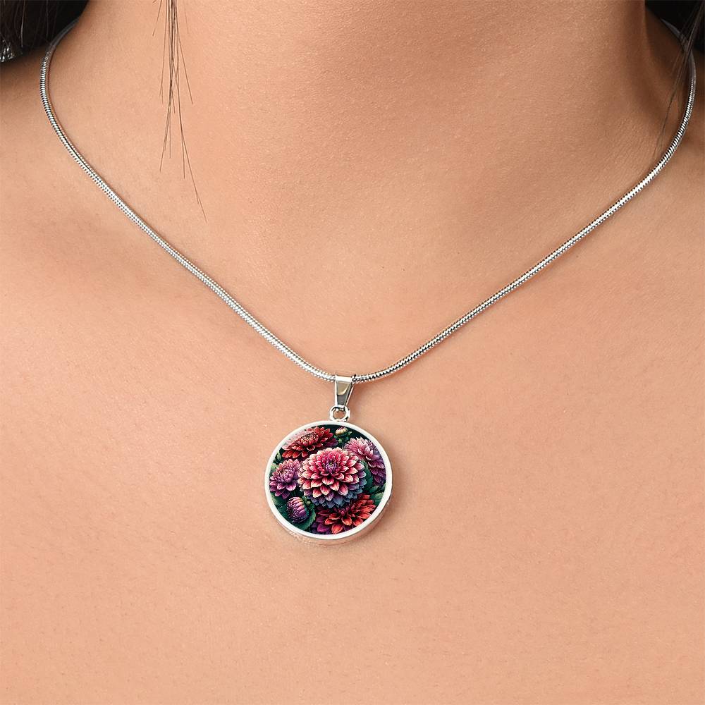 The Dahlias Circle Pendant Necklace