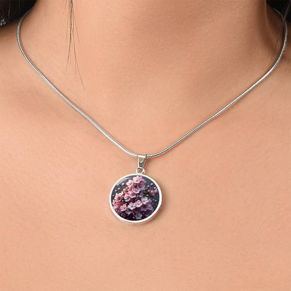 The Cherry Blossom Sakura Circle Pendant Necklace
