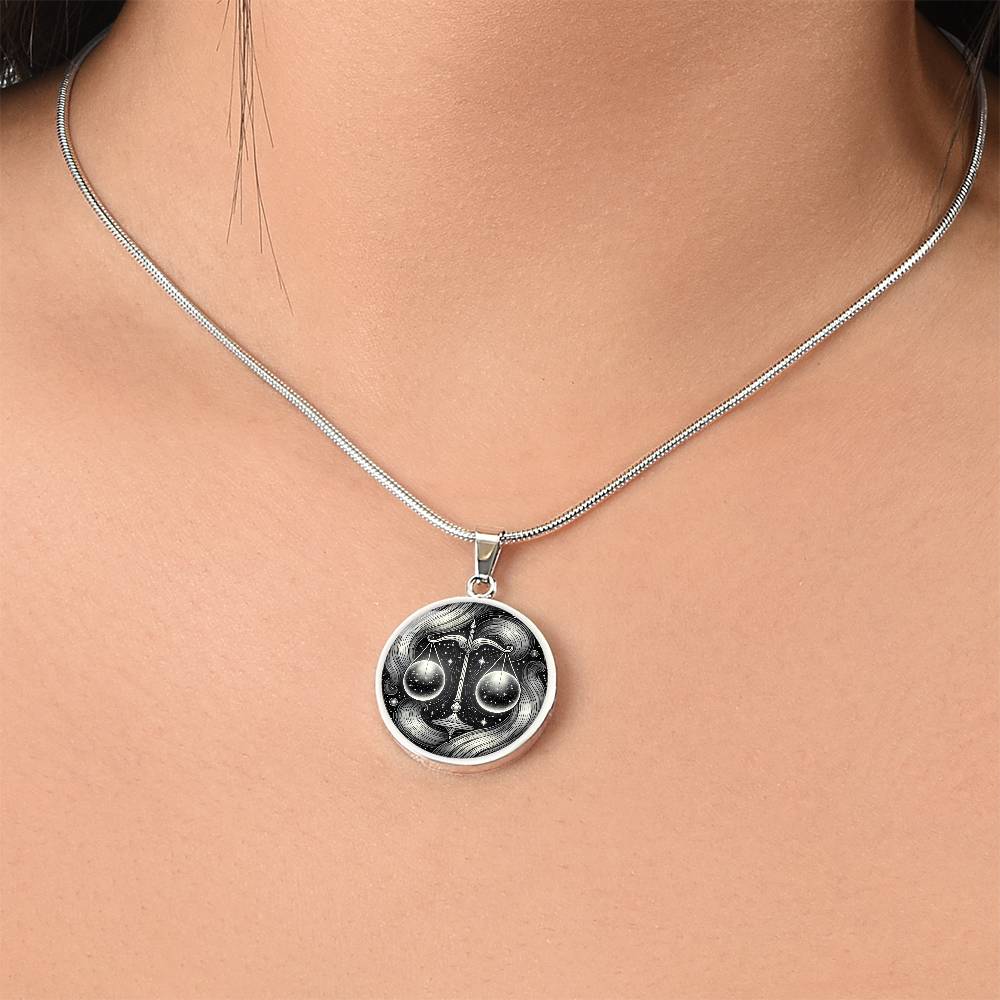 Harmonic Libra Balance Circle Pendant Necklace