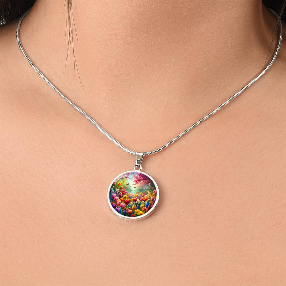 Spring Awakening Circle Pendant Necklace