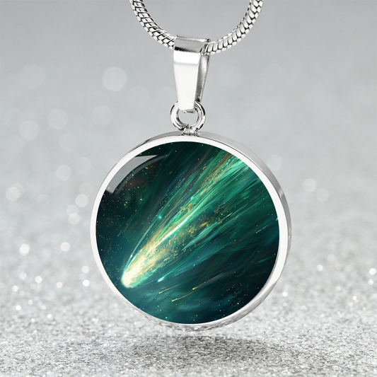 Green Comet Circle Pendant Necklace