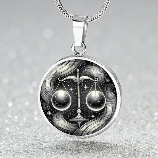 Harmonic Libra Balance Circle Pendant Necklace
