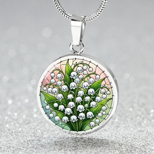 Lily of the Valley Circle Pendant Necklace