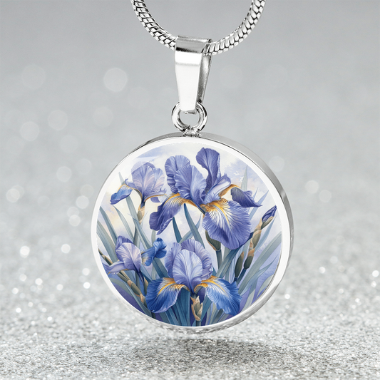 Elegant Iris Circle Pendant Necklace