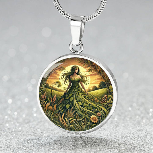Earth Virgo Circle Pendant Necklace