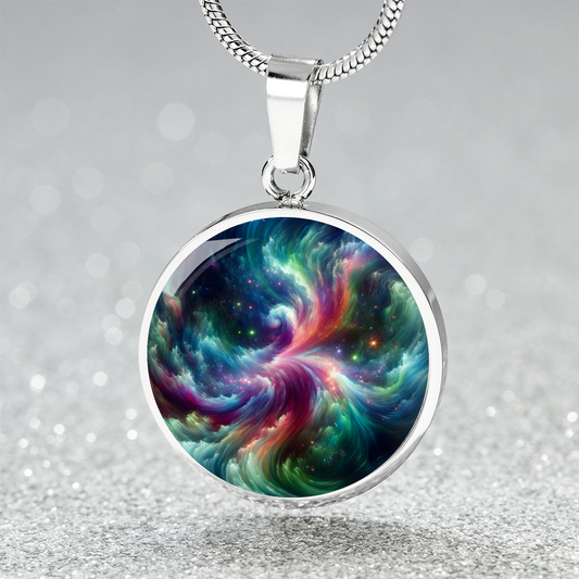 The Aurora Swirls Circle Pendant Necklace