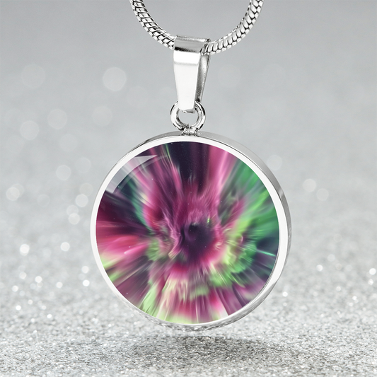 Northern Lights Explosion Circle Pendant Necklace