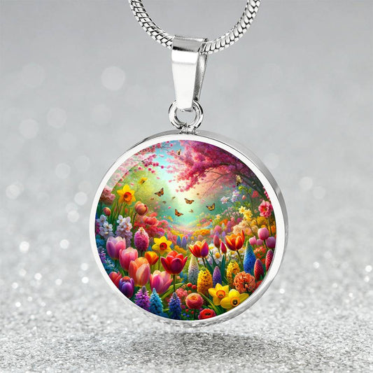 Spring Awakening Circle Pendant Necklace