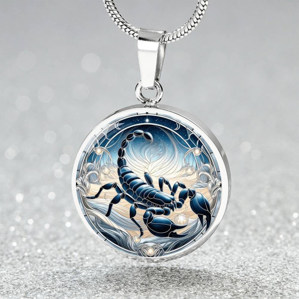 Lunar Scorpio Scorpion Circle Pendant Necklace