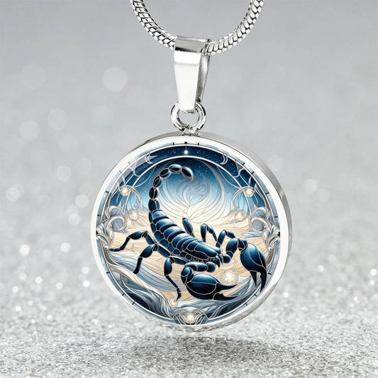 Lunar Scorpio Scorpion Circle Pendant Necklace
