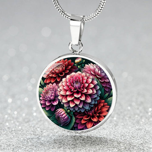 The Dahlias Circle Pendant Necklace