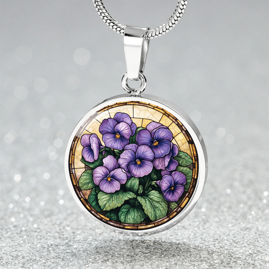 The African Violets Circle Pendant Necklace