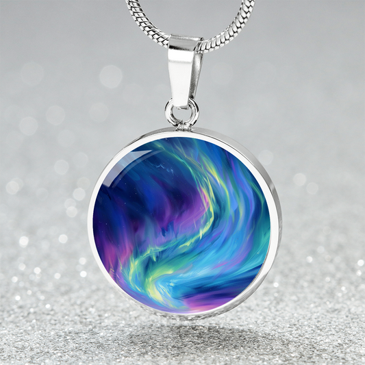 Aurora Northern Swirl Circle Pendant Necklace