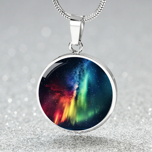 Rainbow Northern Stars Circle Pendant Necklace