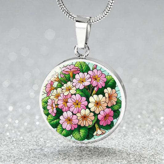The Primrose Bunch Circle Pendant Necklace