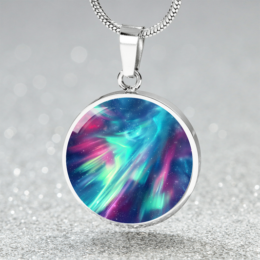 Aurora Northern Blaze Circle Pendant Necklace
