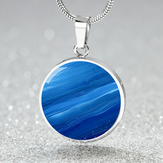 Neptune Planet Circle Pendant Necklace