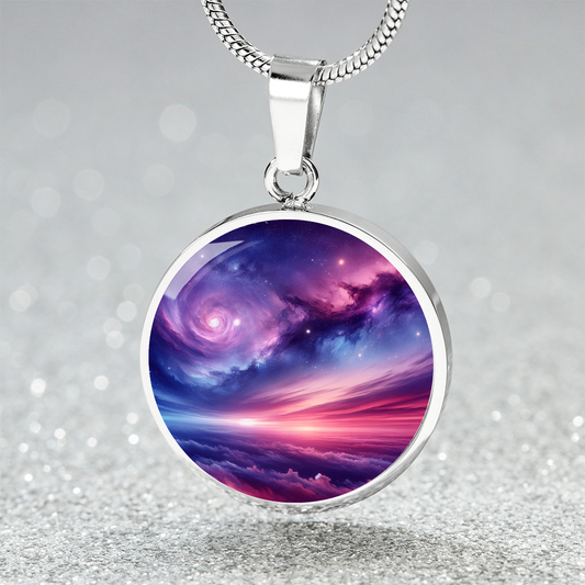 The Galaxy And Sky Circle Pendant Necklace