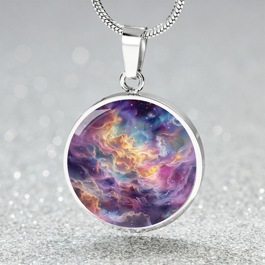 Interstellar Nebula Circle Pendant Necklace