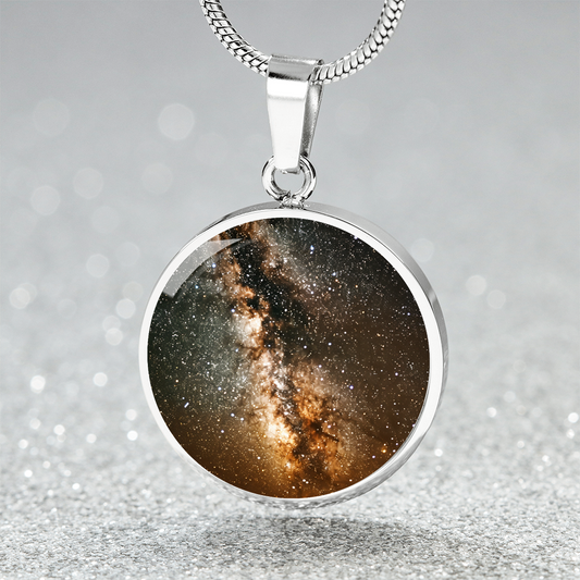 Milky Way Stars Circle Pendant Necklace