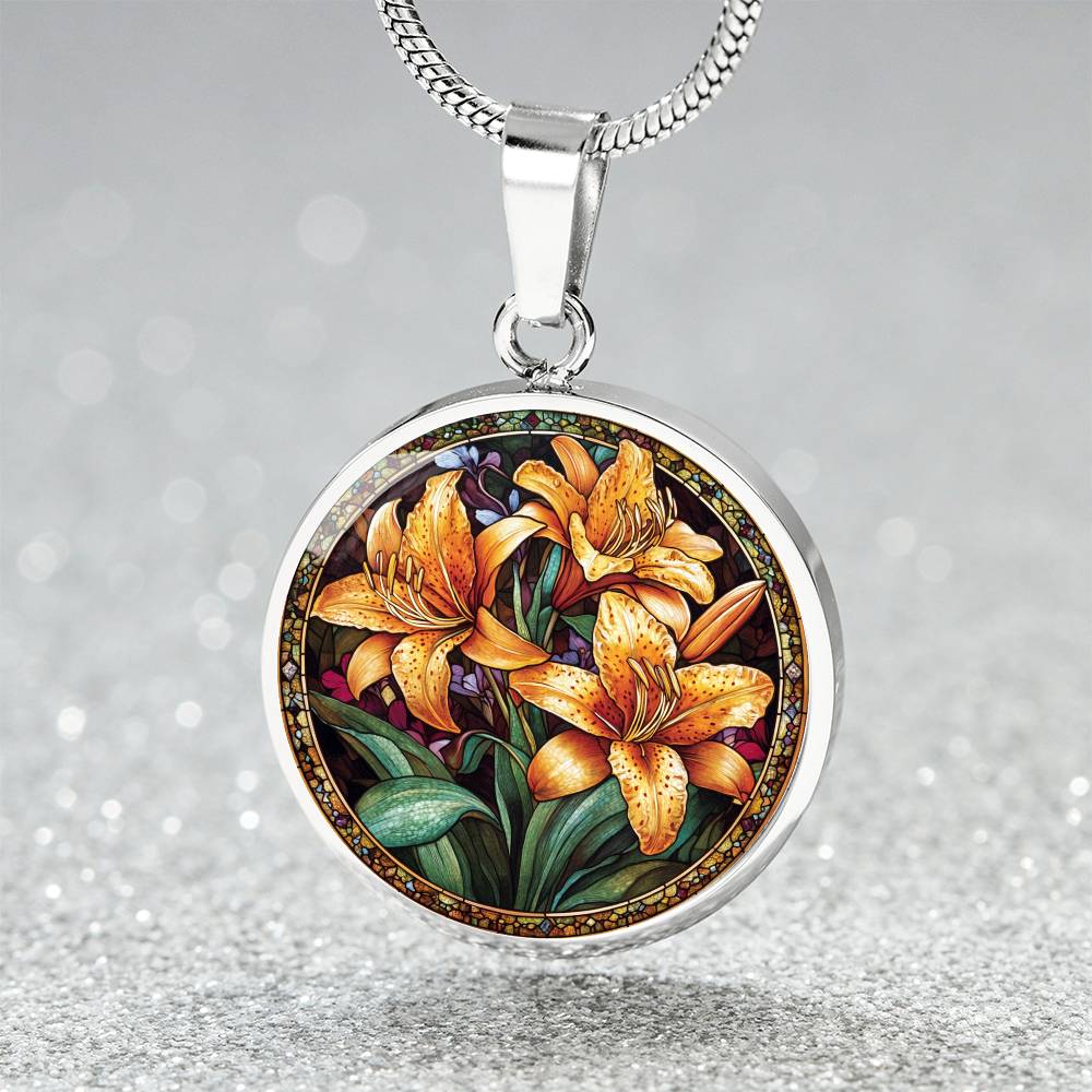 The Tiger Lilies Circle Pendant Necklace