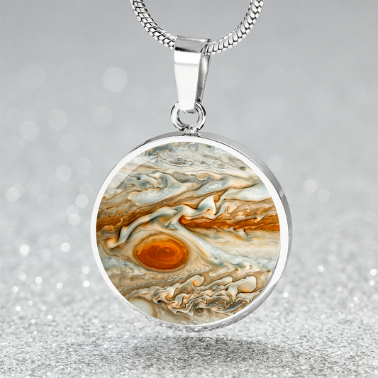 Jupiter Planet Circle Pendant Necklace