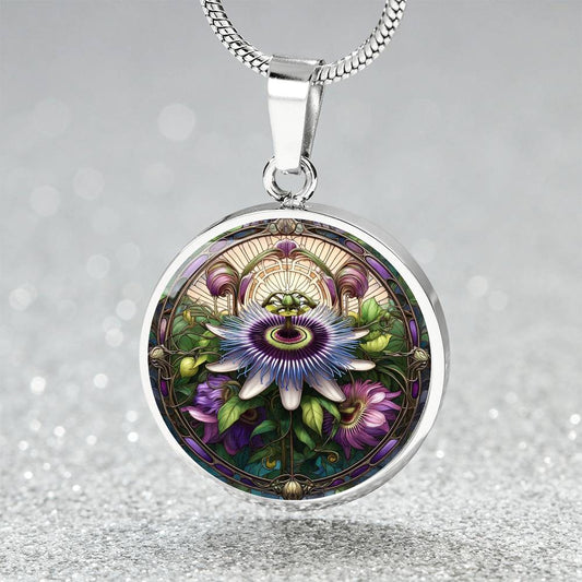 The Passion Flower Circle Pendant Necklace
