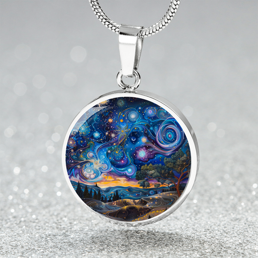 Starry Celestial Dance Circle Pendant Necklace
