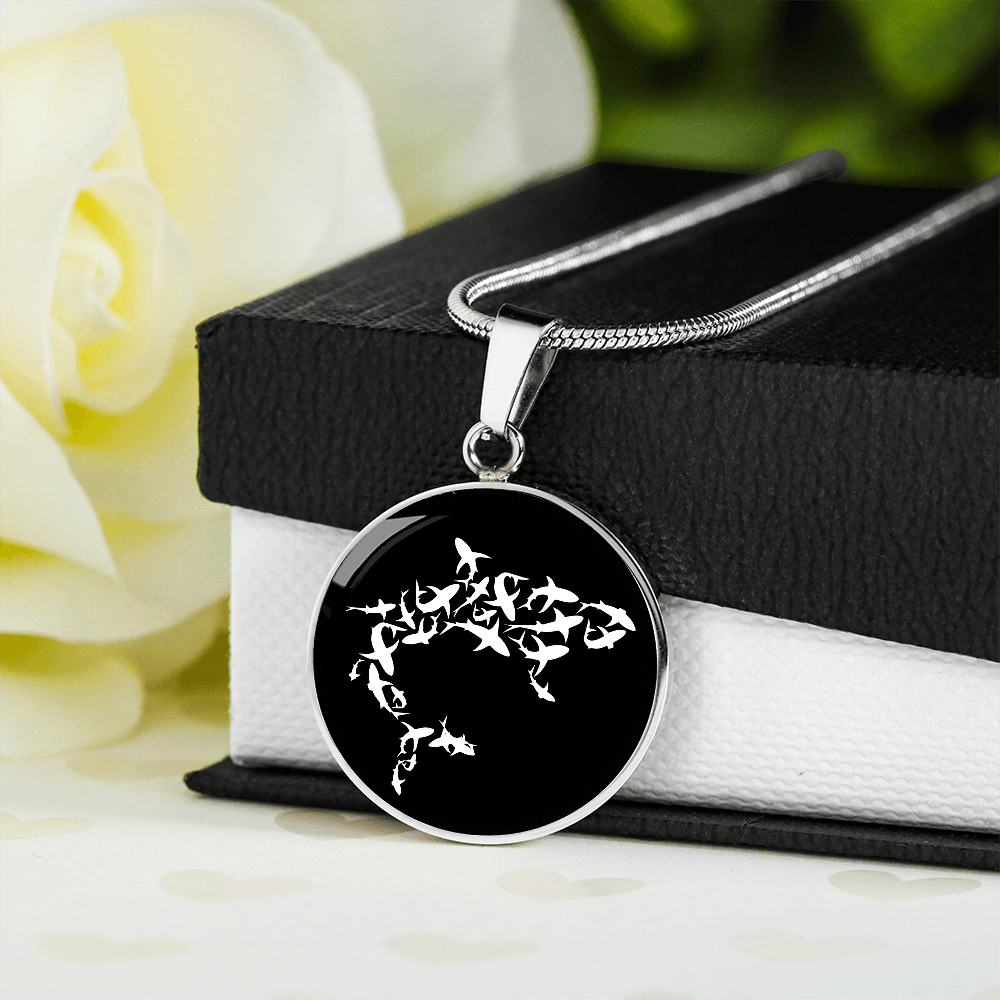 Sharks Luxury Circle Pendant Necklace