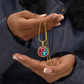 Yin-Yang Hearts Circle Pendant Necklace