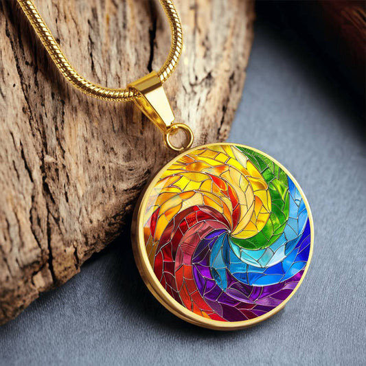 The Rainbow Spiral Circle Pendant Necklace